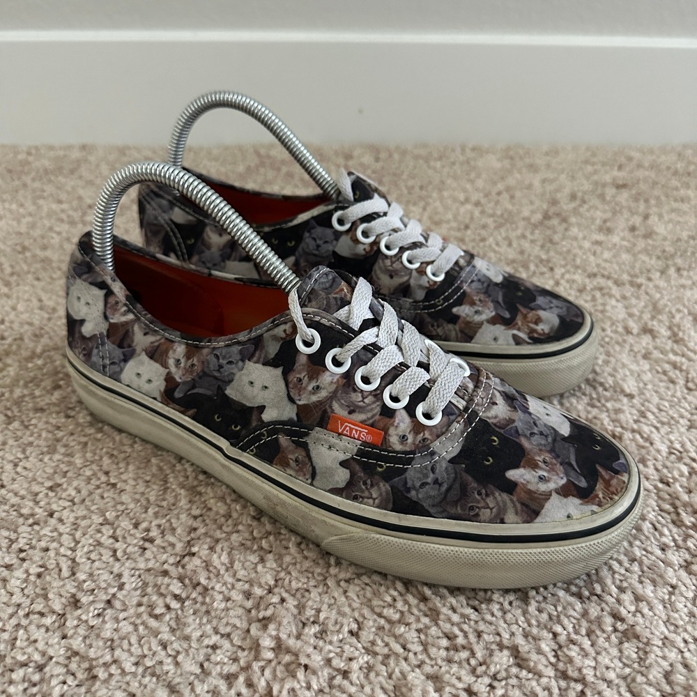 Vans ASPCA Sneakers Women 9 Multicolor Cat Print Low Top Canvas Shoes